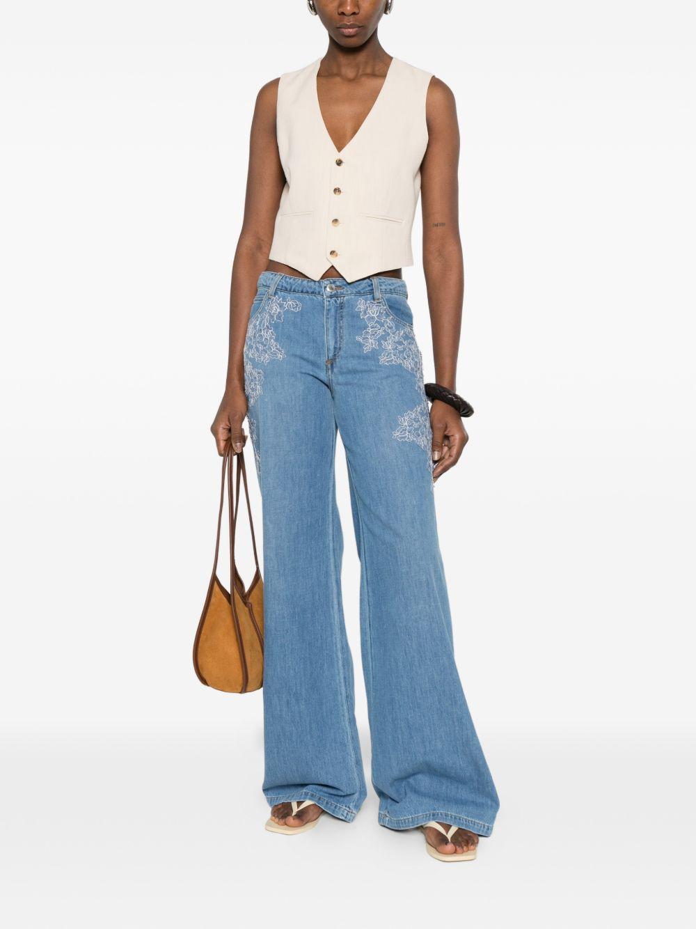 ERMANNO FIRENZE Pantaloni blu jeans con dettagli in crochet 