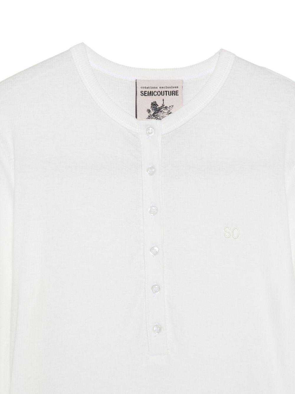 SEMICOUTURE Polo Filomena bianca con bottoni a maniche lunghe 