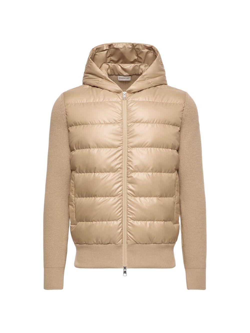 MONCLER Giacca bomber beige kaki imbottita con tasche laterali 