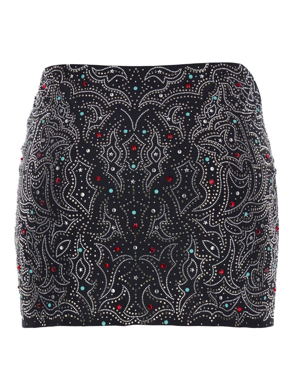 VENUJA Minigonna 54th nera con strass e borchie 