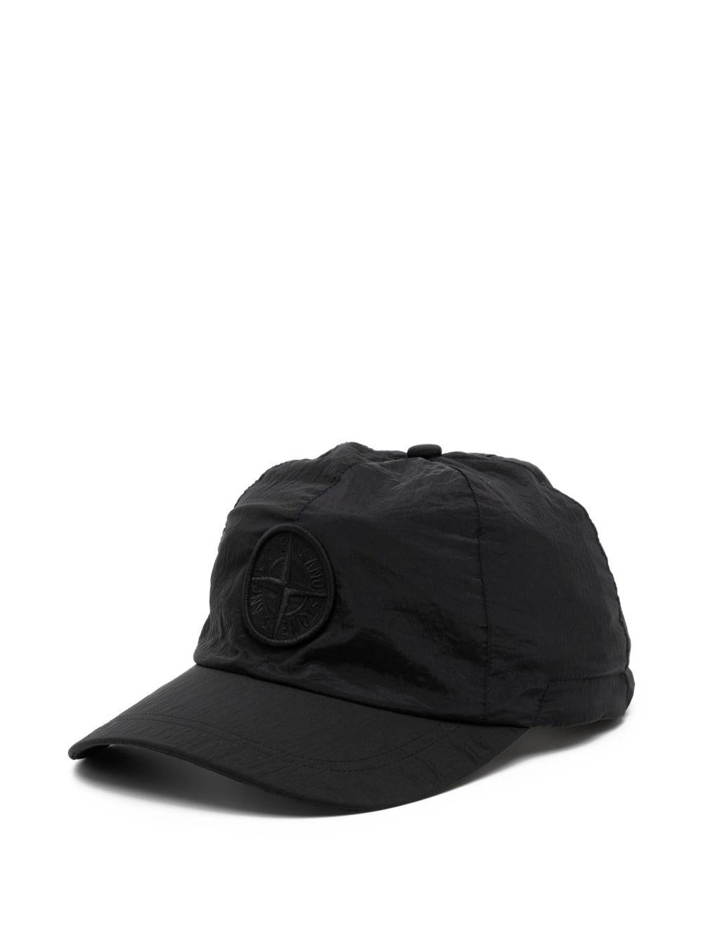 STONE ISLAND Cappello baseball nero con logo 