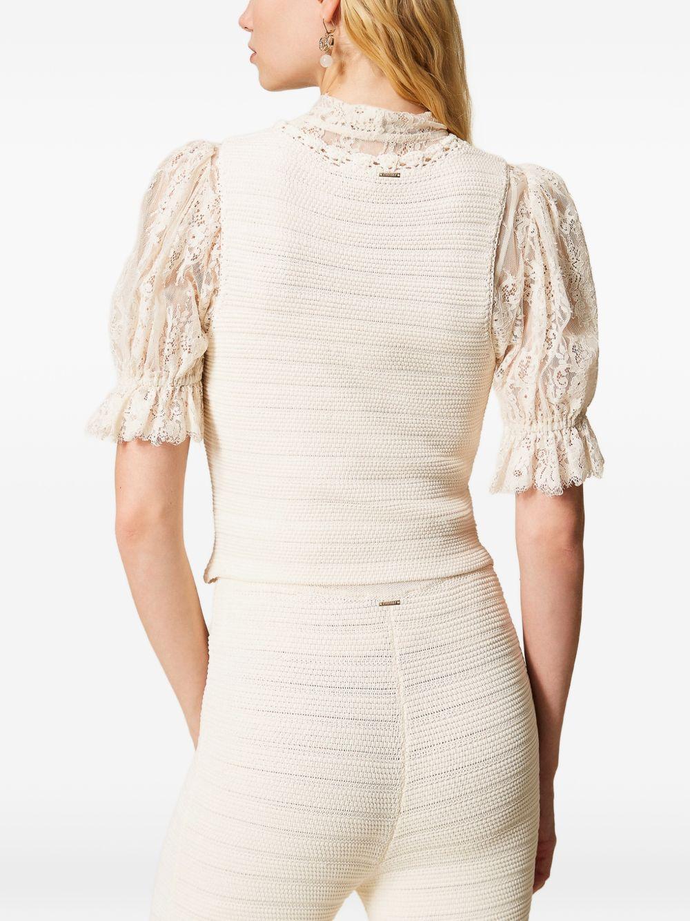 TWINSET Gilet in maglia con bordi in crochet 