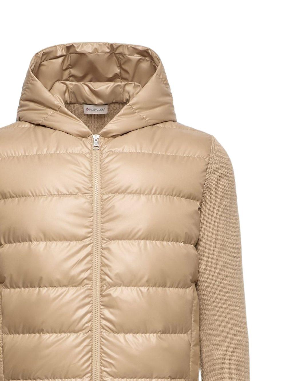 MONCLER Giacca bomber beige kaki imbottita con tasche laterali 