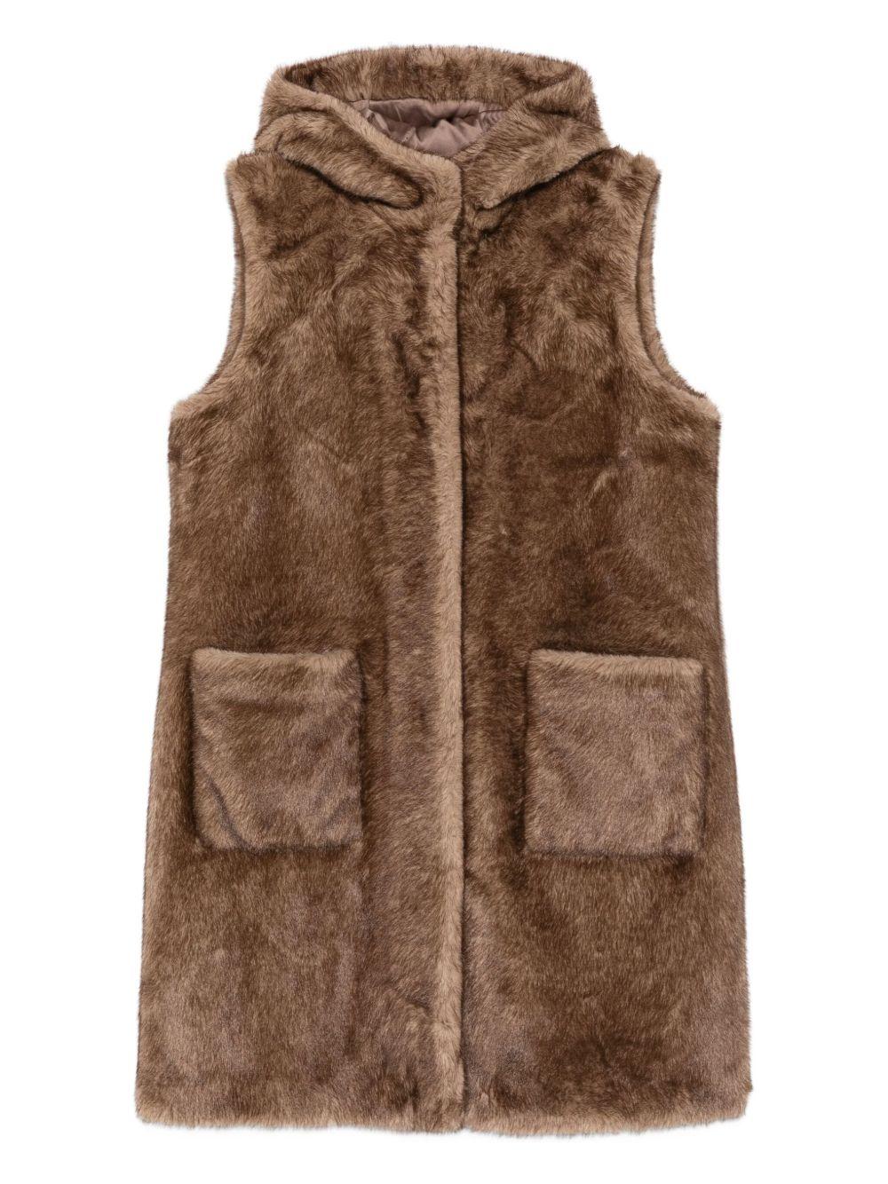 BETTA CORRADI Gilet in ecopelliccia con cappuccio 
