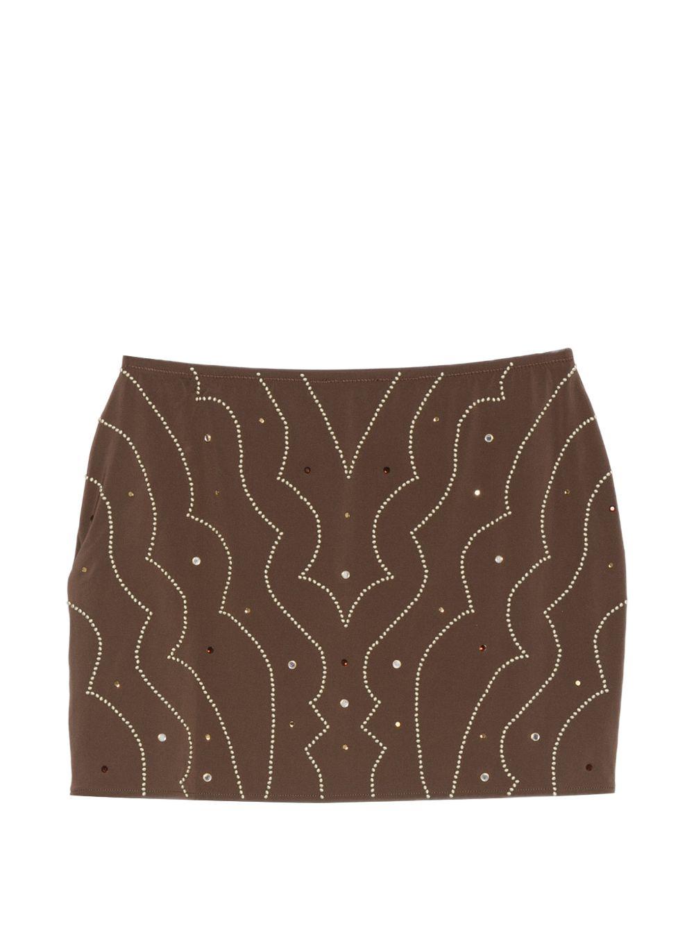 VENUJA Minigonna con dettagli western in microfibra marrone 