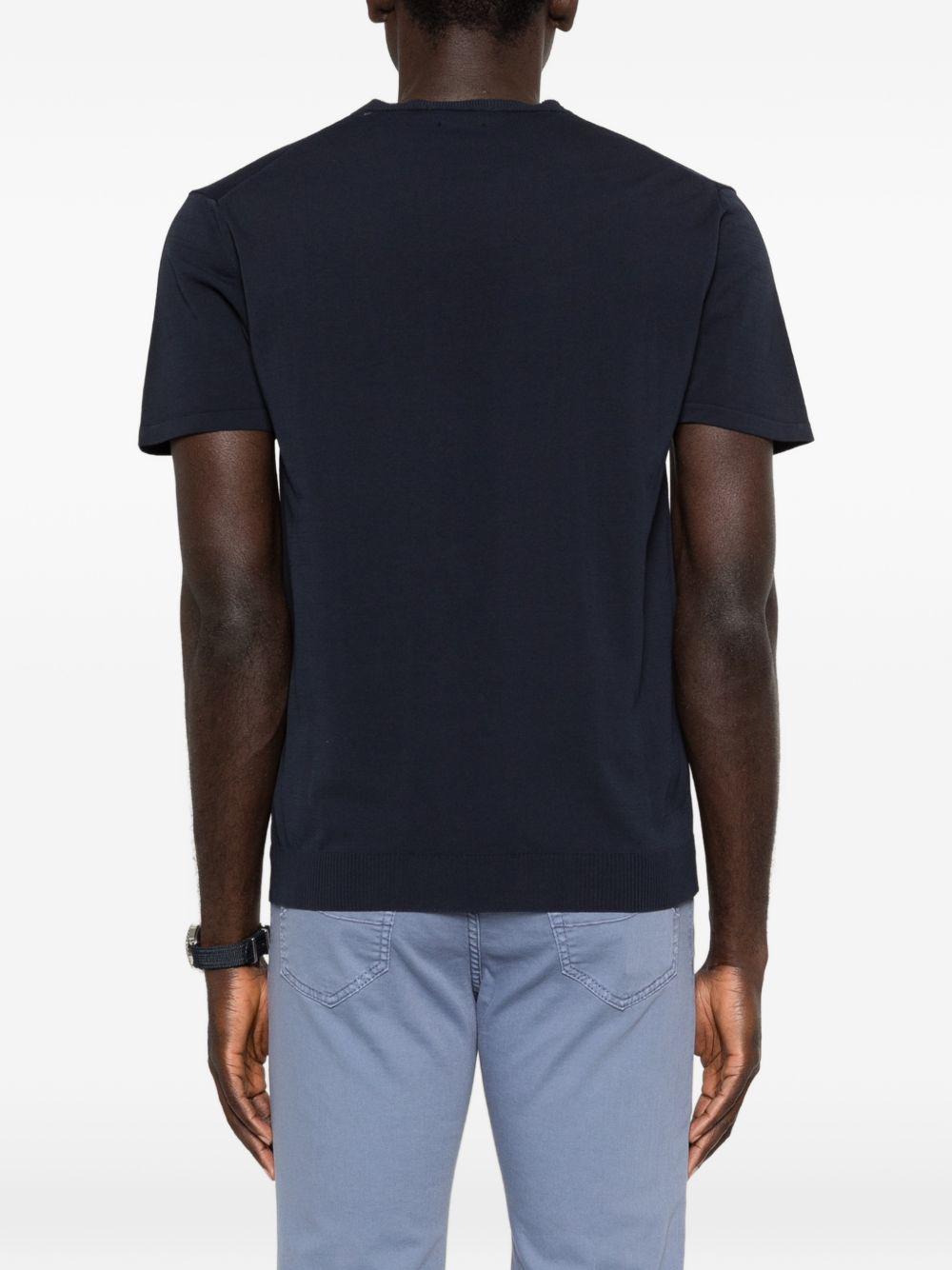 DANIELE FIESOLI T-shirt in cotone blu con girocollo e maniche corte 