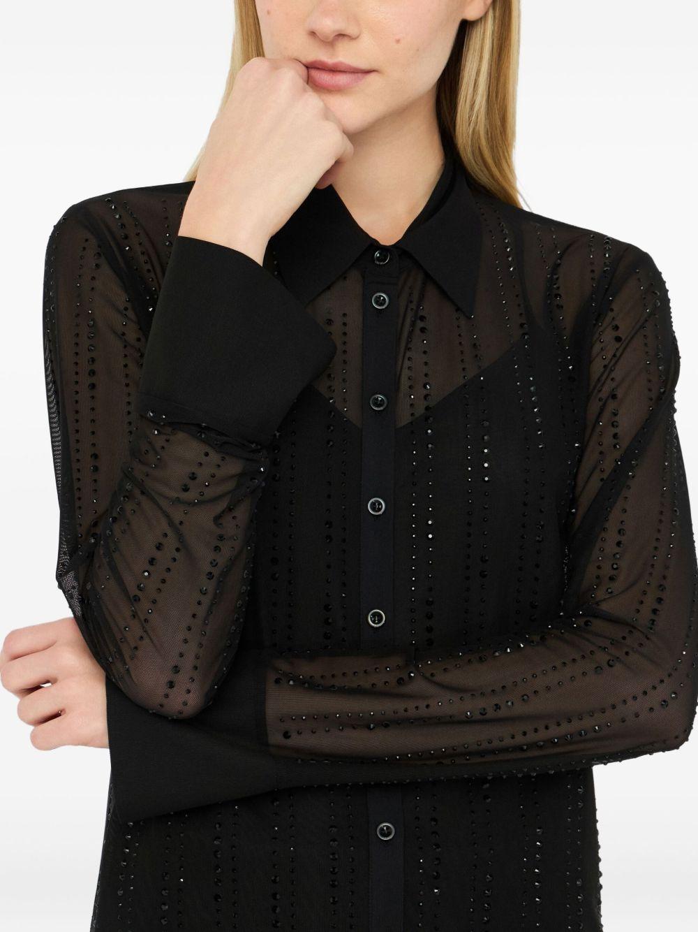 LIUJO Camicia nera con strato in tulle 
