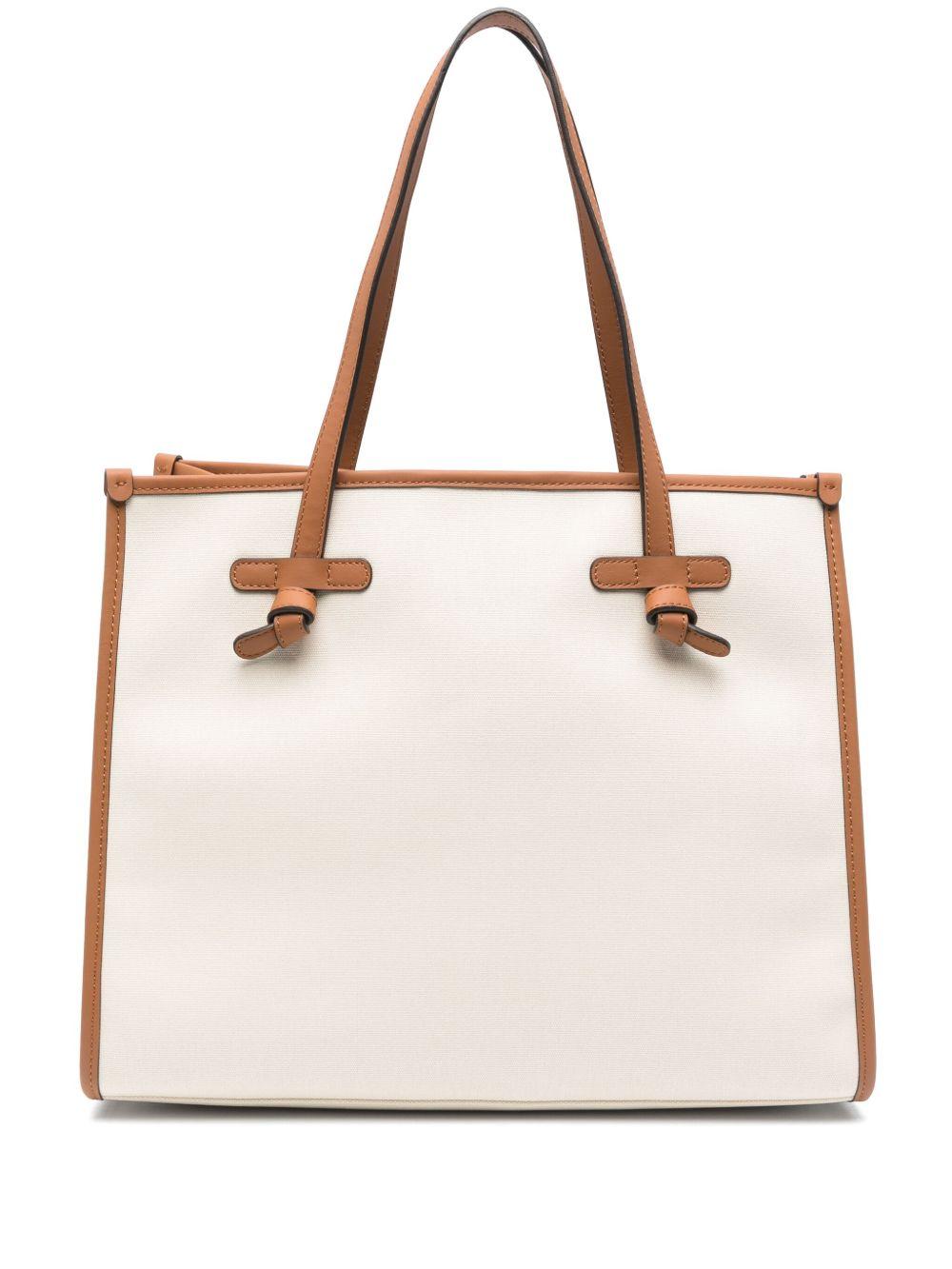 GIANNI CHIARINI Borsa shopping Marcella in cotone bianco 
