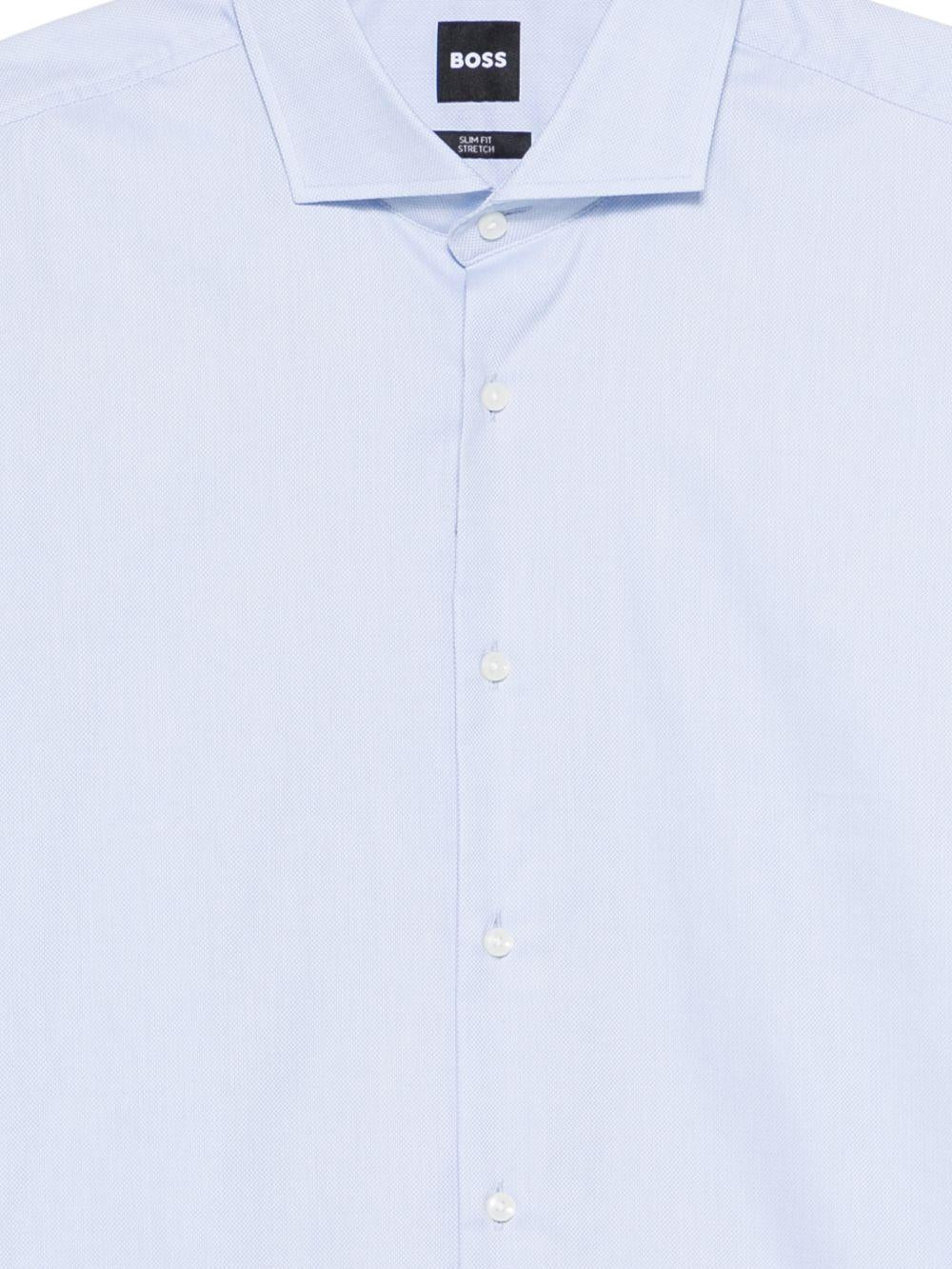 BOSS Camicia in cotone elasticizzato azzurro di Boss 