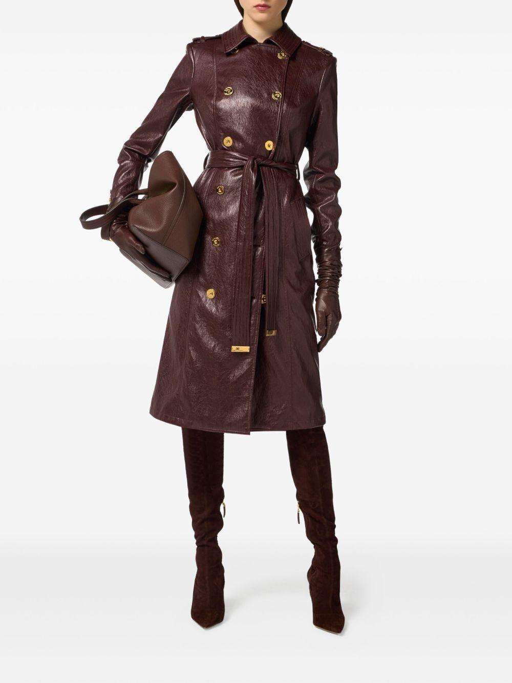 ELISABETTA FRANCHI Trench in pelle borgogna 