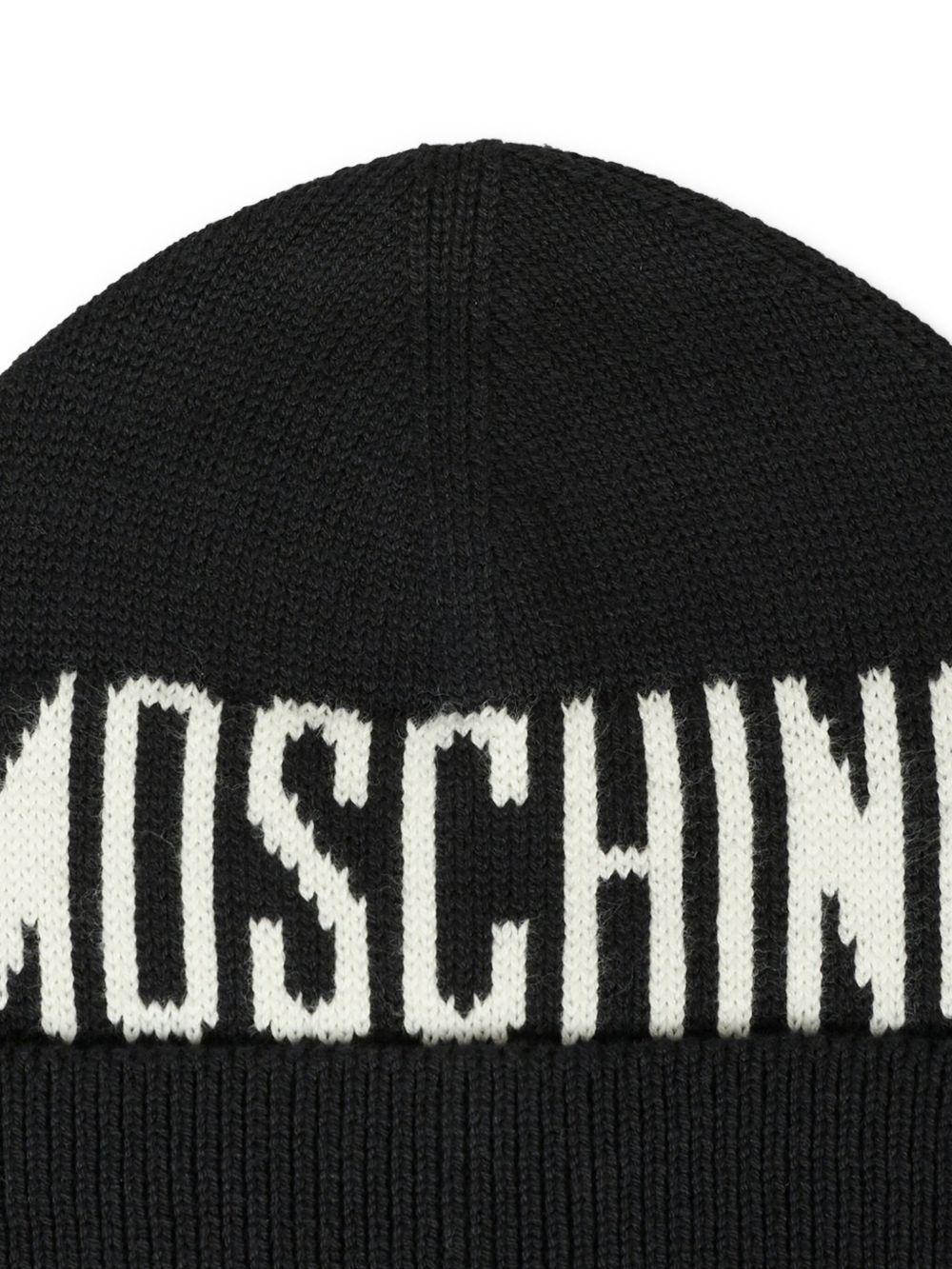 MOSCHINO Berretto nero con logo 