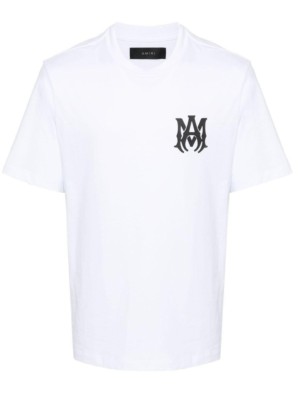 AMIRI T-shirt in cotone bianco con logo nero 