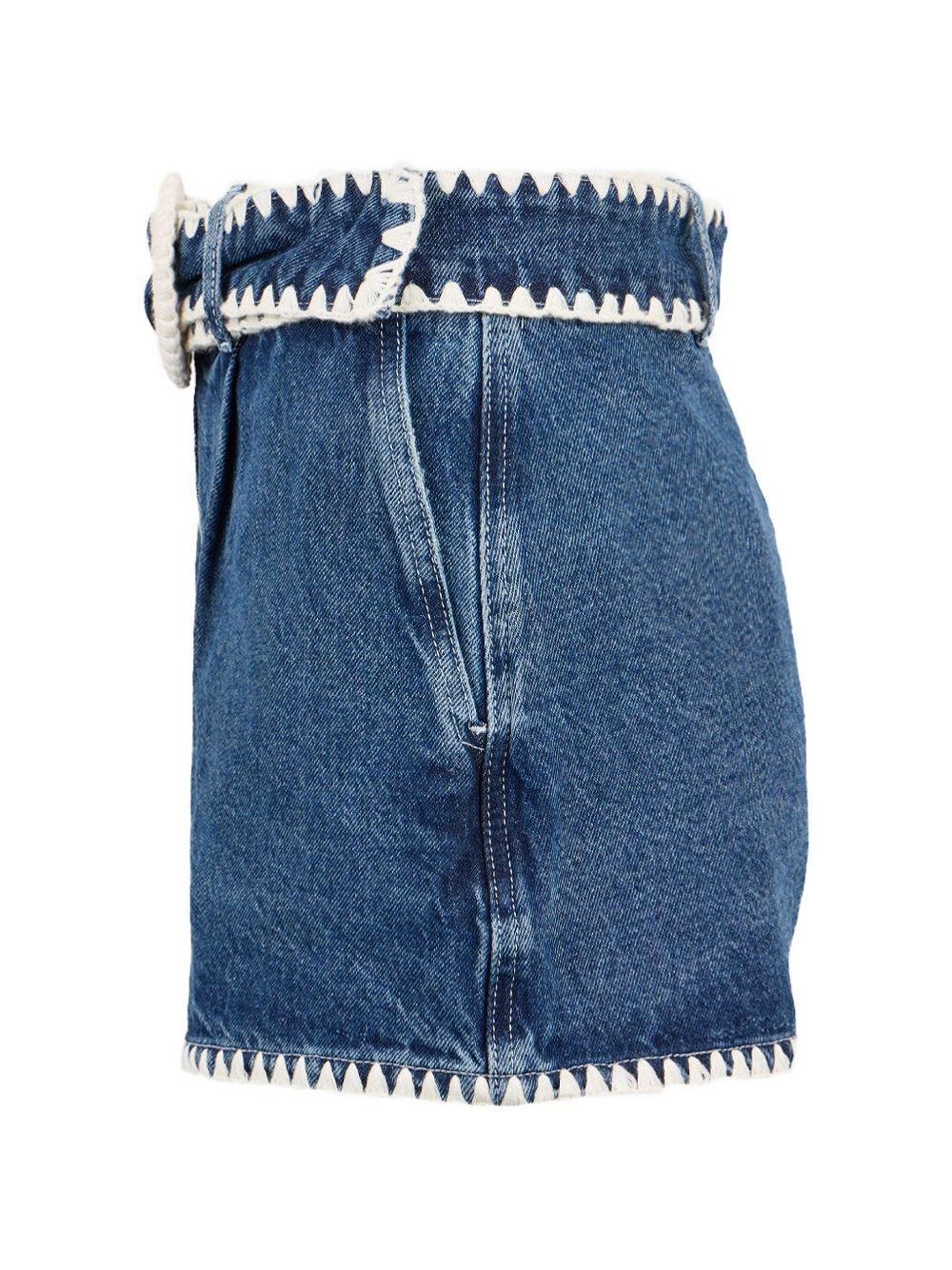 FARM RIO Shorts in cotone denim blu con dettagli crochet 