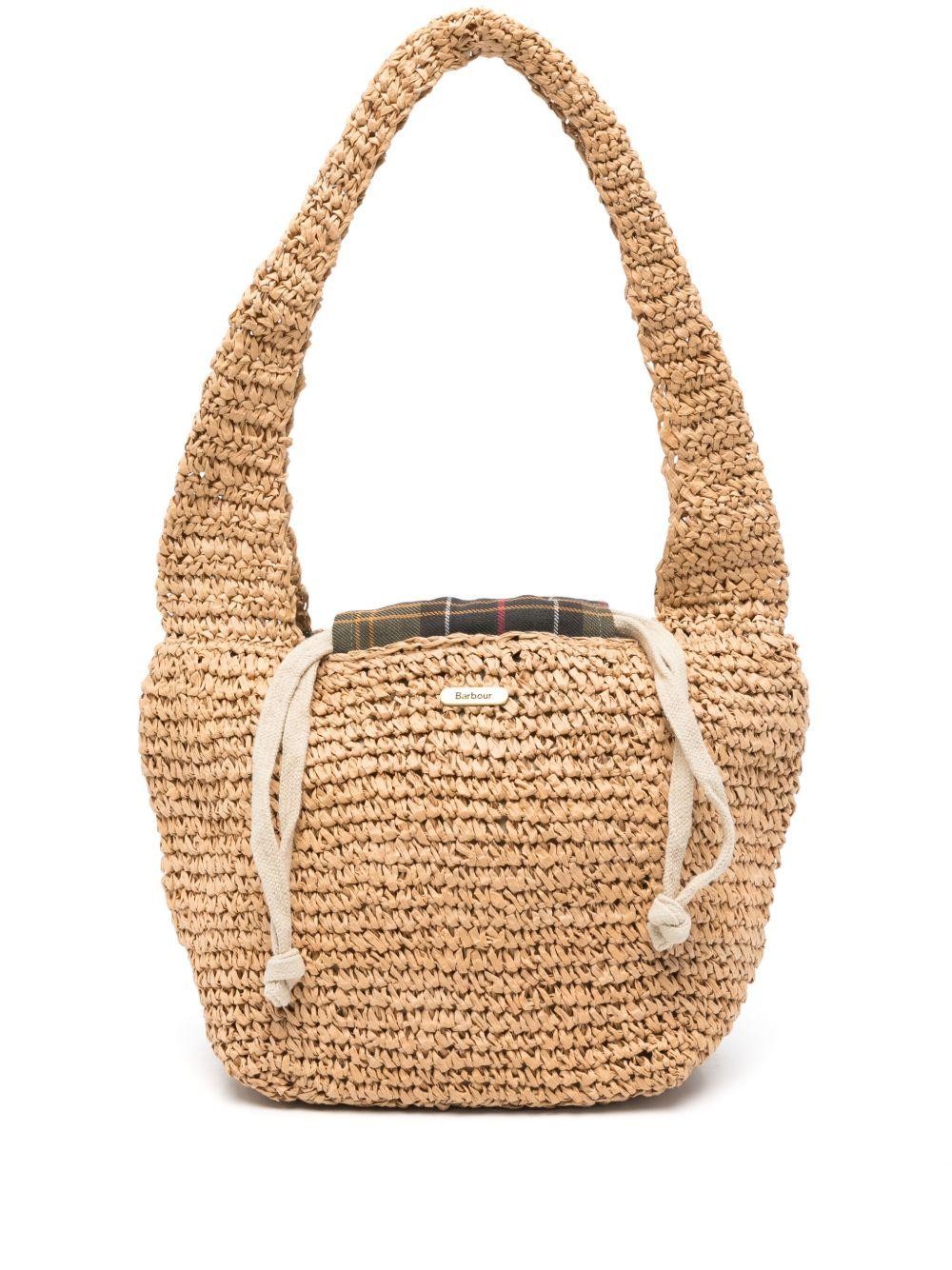 BARBOUR Borsa a spalla Lily in rafia beige 