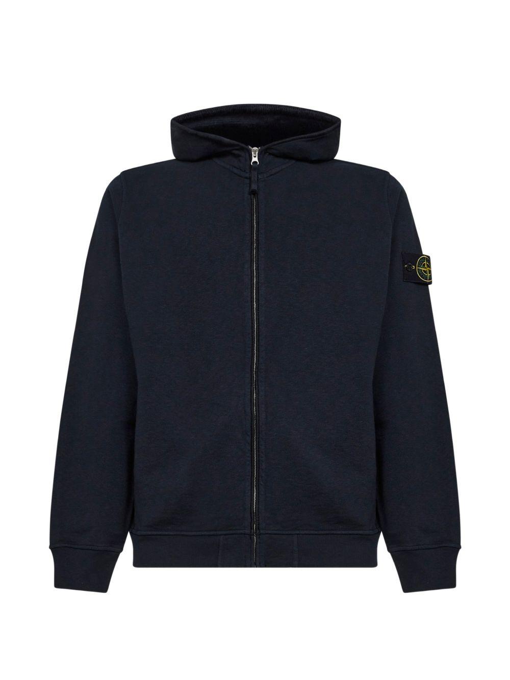 STONE ISLAND Felpa blu navy in cotone 