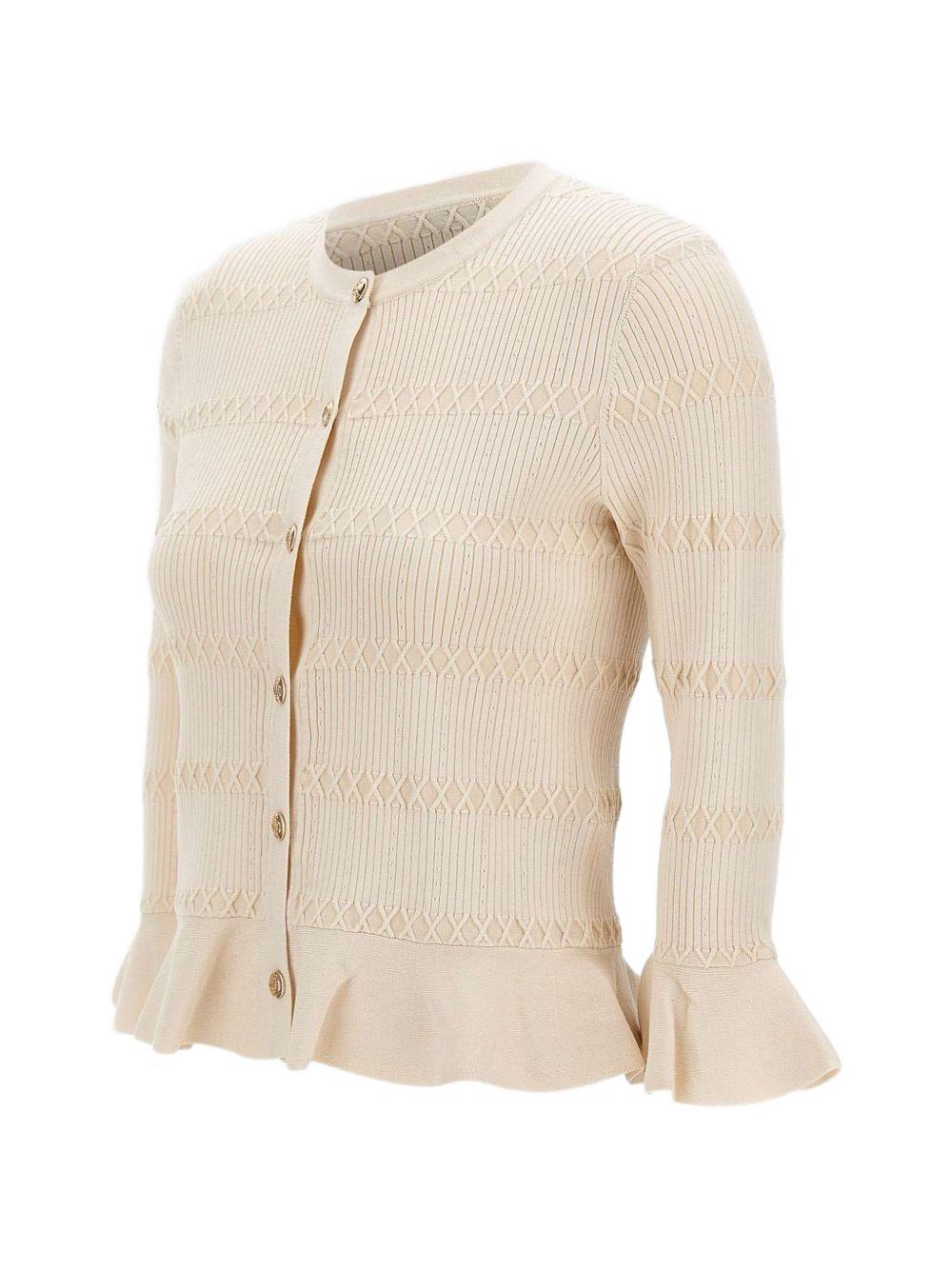 LIUJO Cardigan crema con bottoni dorati 
