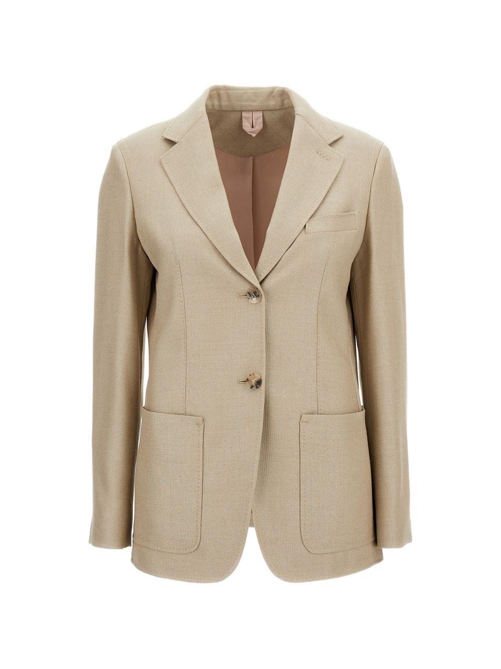 MAX MARA Giacca Pesche beige in lana e seta 