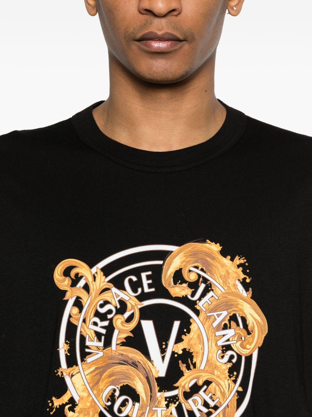 VERSACE JEANS COUTURE T-shirt in cotone nero con stampa 