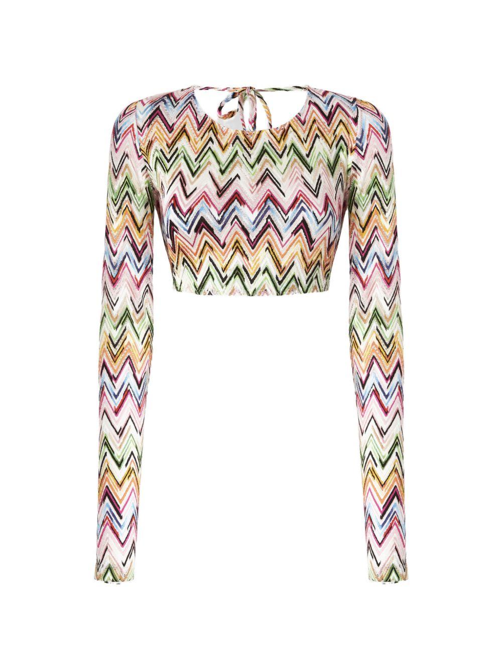 MISSONI Top a maniche lunghe bianco e multicolore 