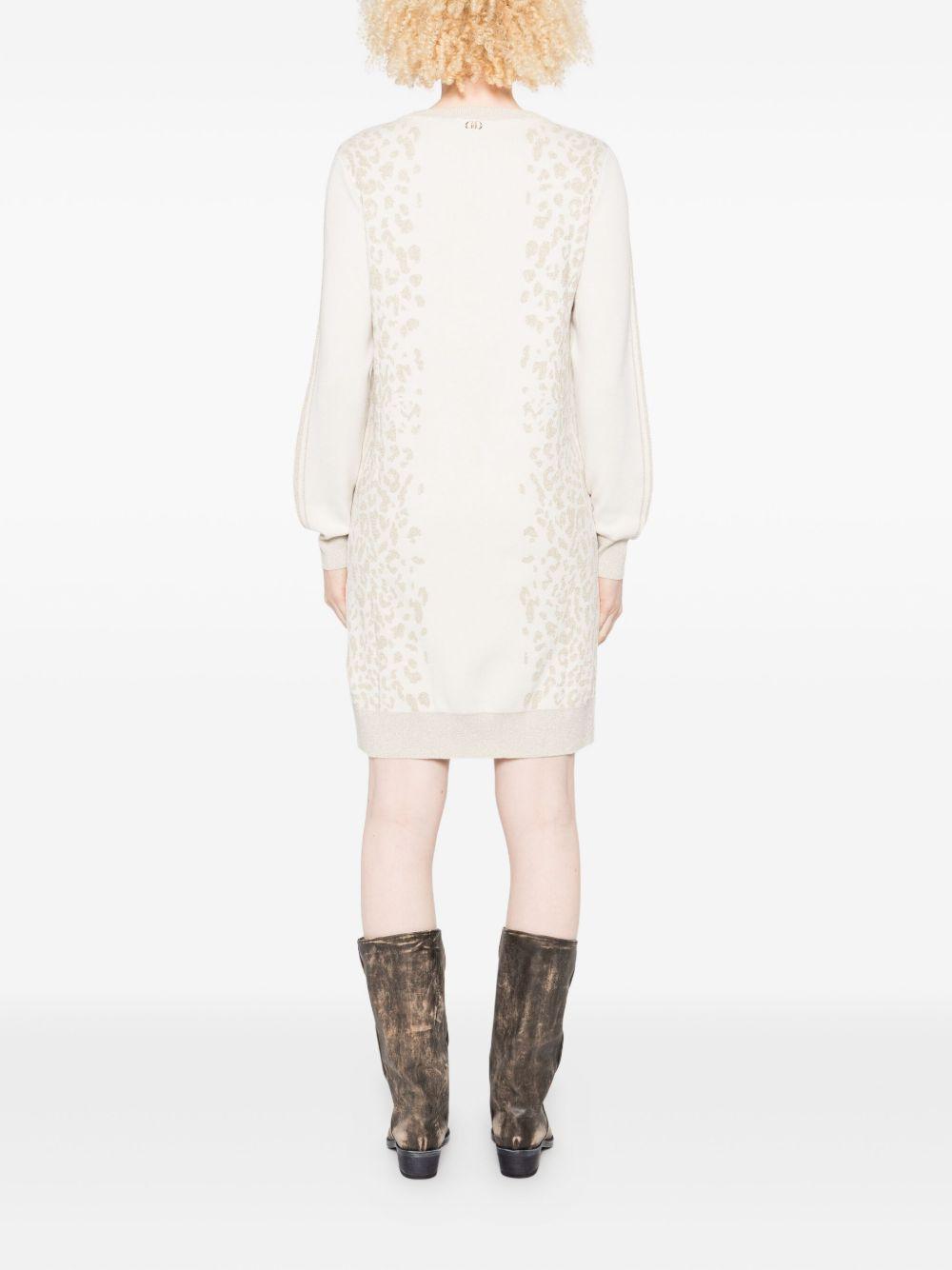 LIUJO Abito corto in maglia con stampa animalier 