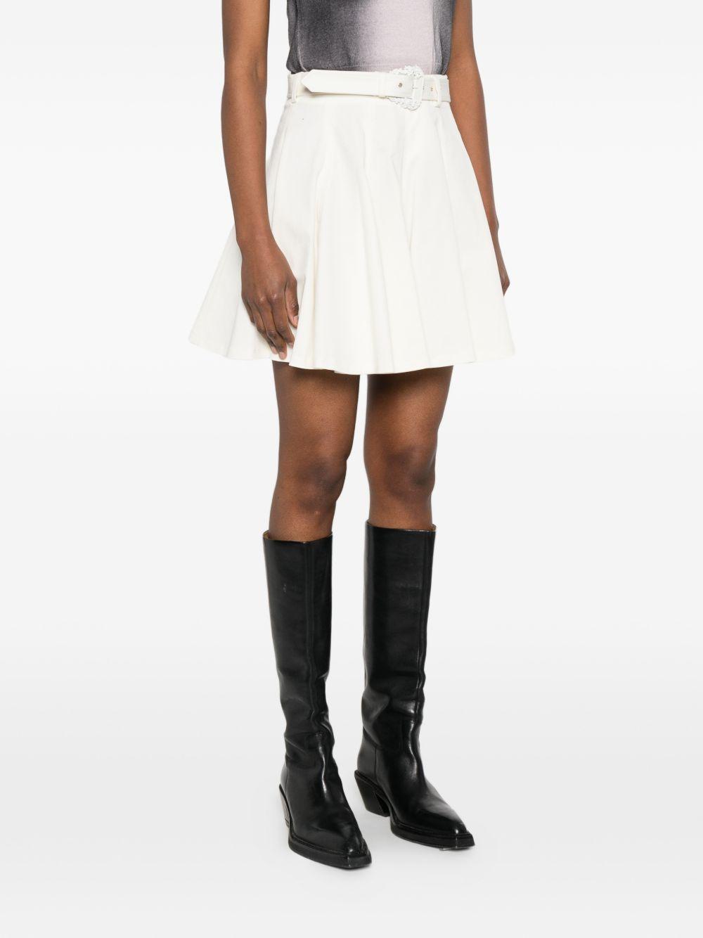 VERSACE JEANS COUTURE Gonna mini in cotone bianco con cintura 