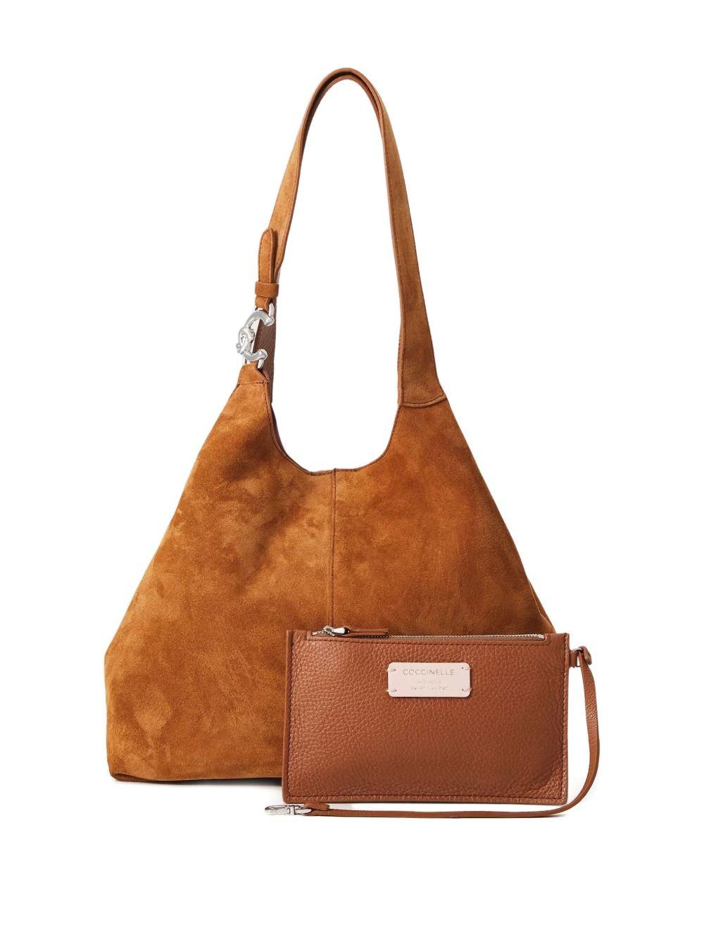 COCCINELLE Borsa a spalla in pelle scamosciata marrone<BR/> 