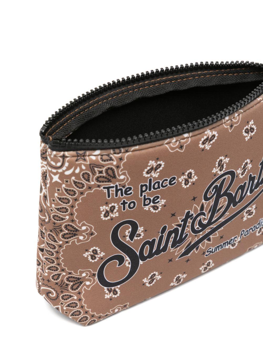 MC2 SAINT BARTH Pochette Aline marrone con stampa paisley 