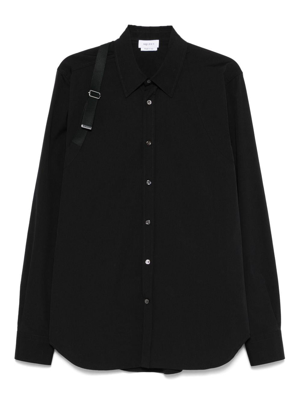 ALEXANDER McQUEEN Camicia 'Harness' con fibbia a T in nero 