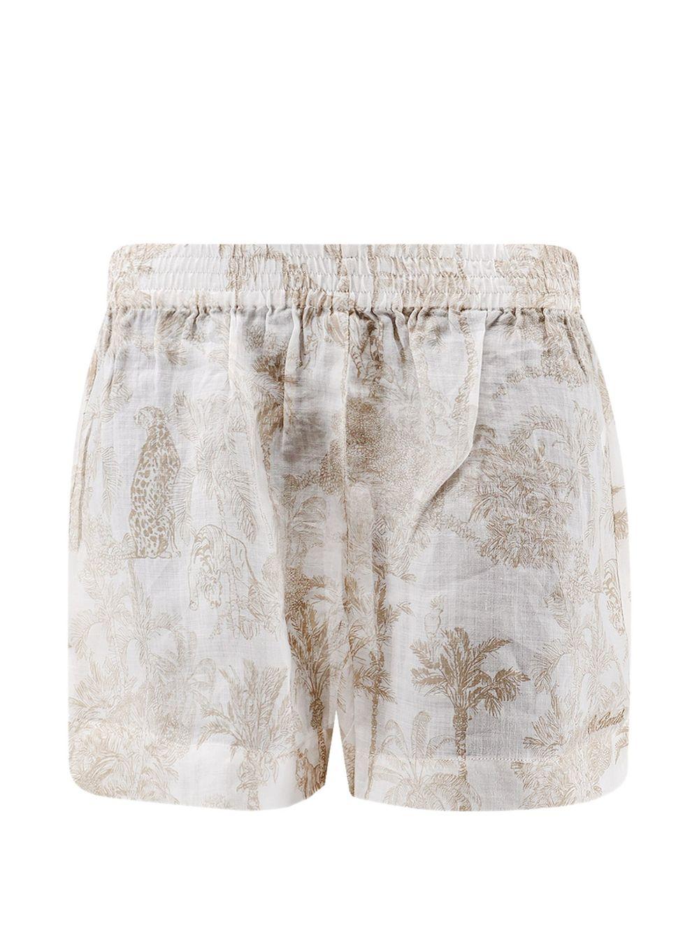 MC2 SAINT BARTH Short con stampa grafica floreale marrone beige chiaro 