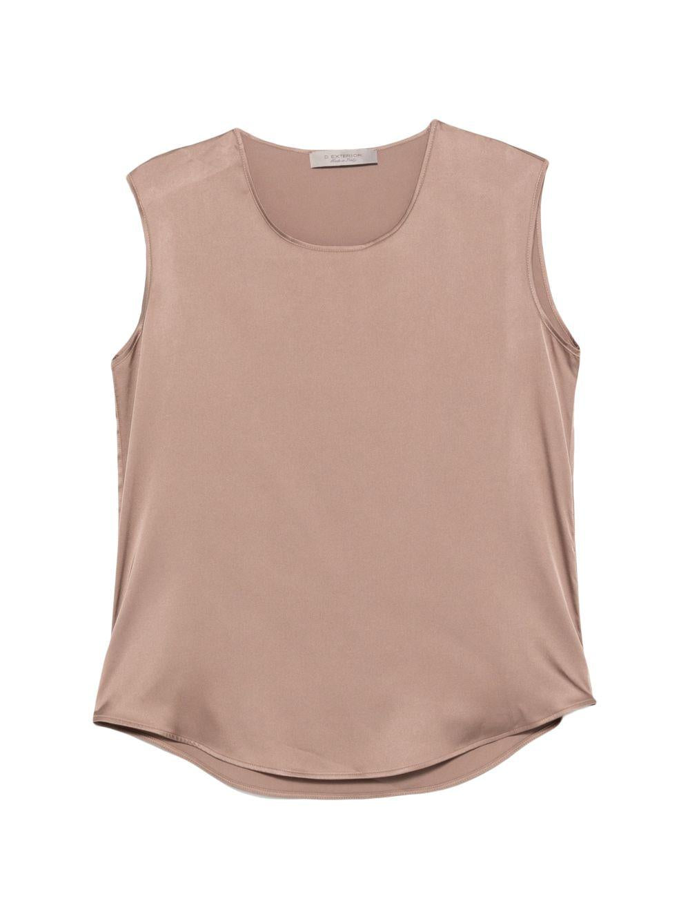 D EXTERIOR Top satinato marrone Mock 