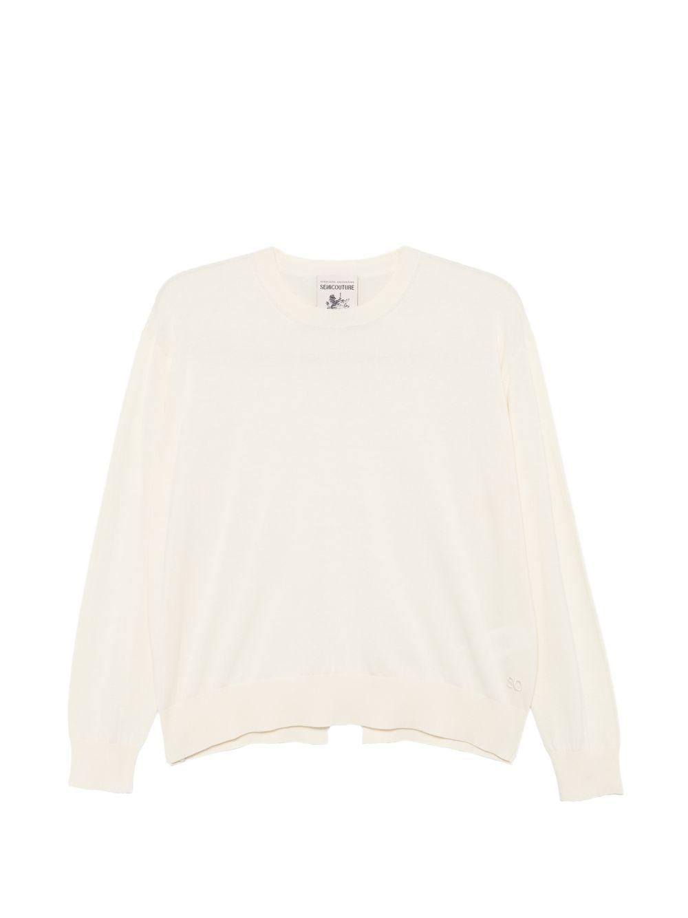SEMICOUTURE Maglia Alejandra in cotone bianco girocollo 
