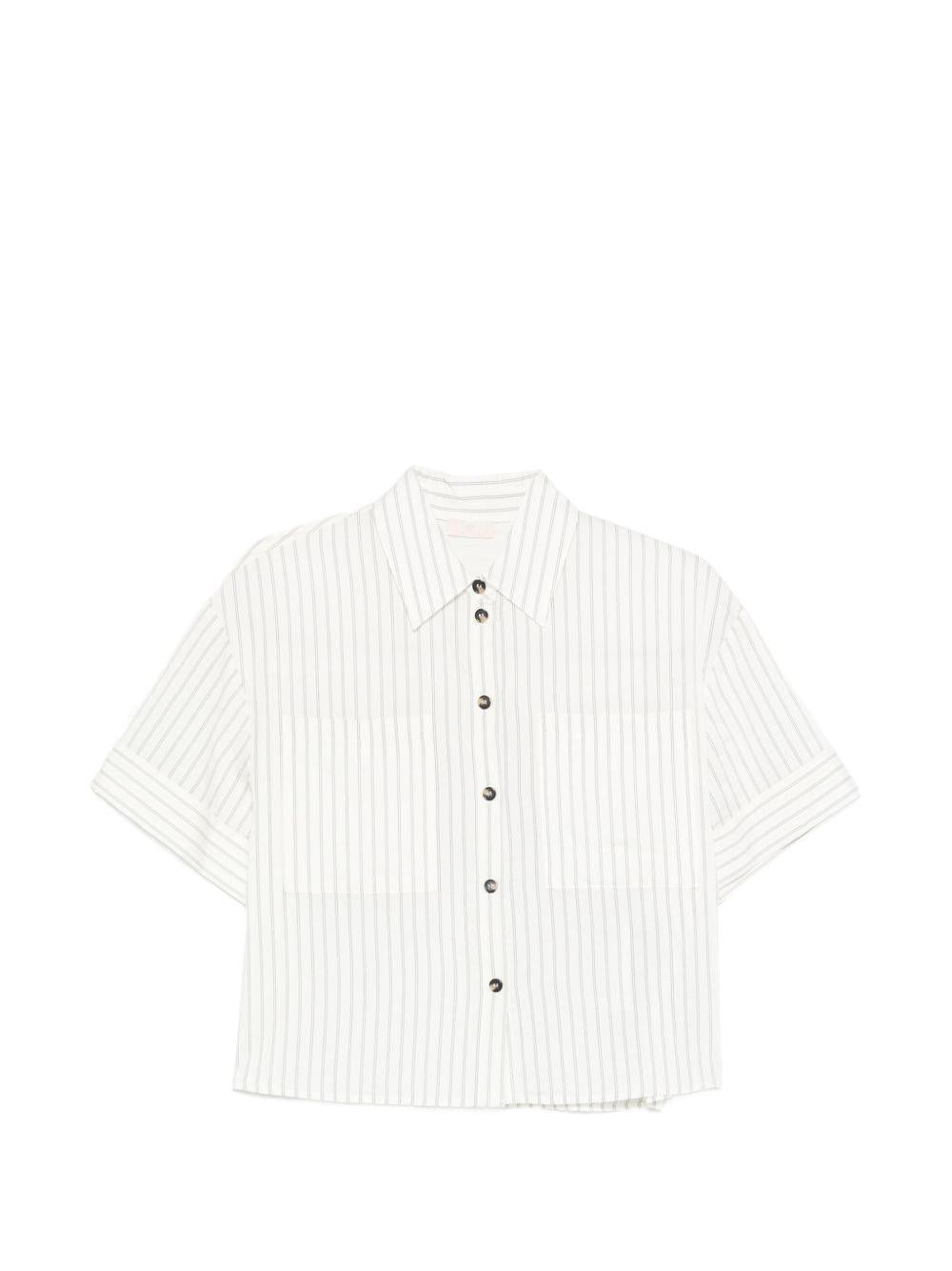 LIUJO Camicia bianca a righe a mezze maniche 