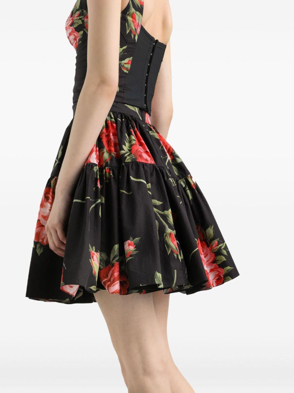 DOLCE e GABBANA Minigonna nera con stampa floreale 