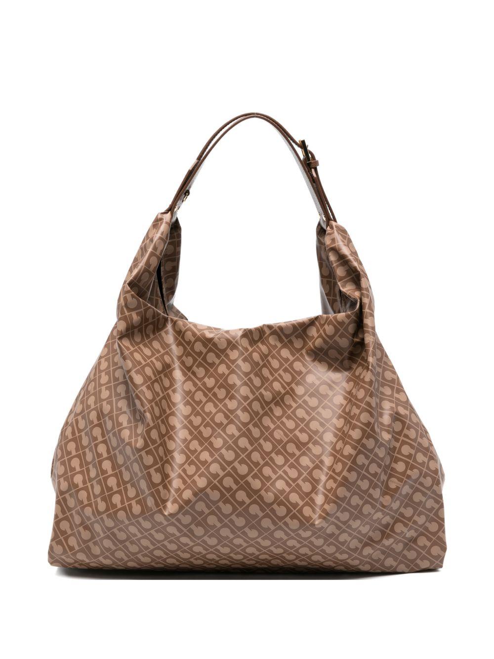 GHERARDINI Borsa a spalla Softy Chestnut con logo all-over 