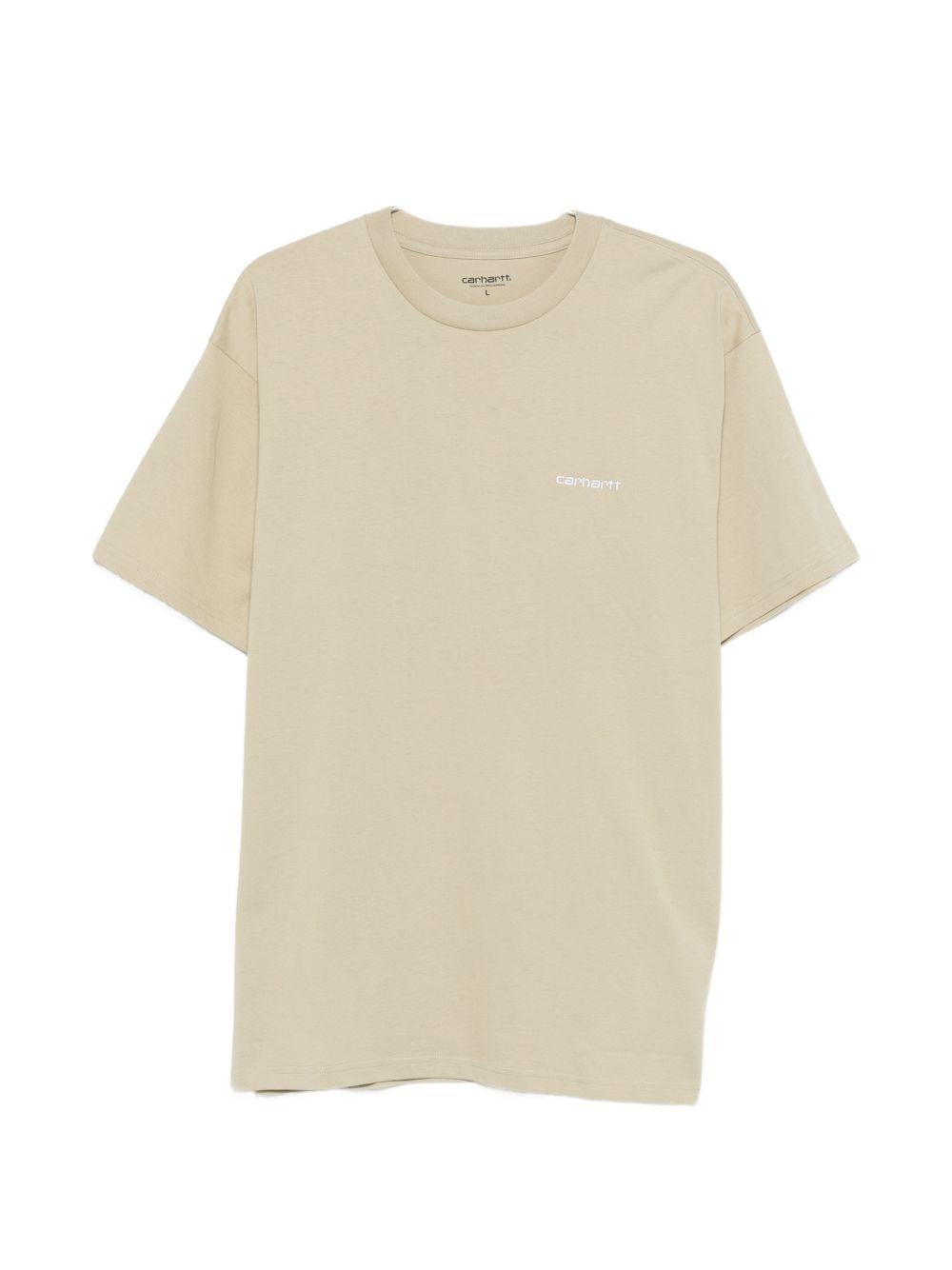 CARHARTT WIP T-shirt color nocciola con logo bianco sul petto 