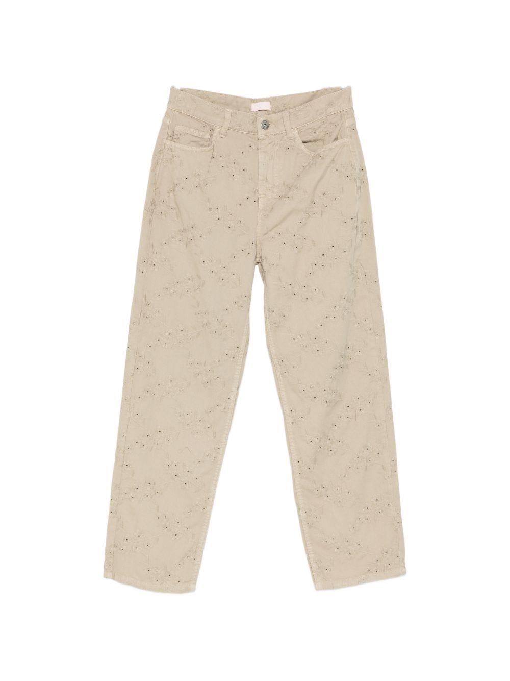 LIUJO Pantaloni beige con ricami 