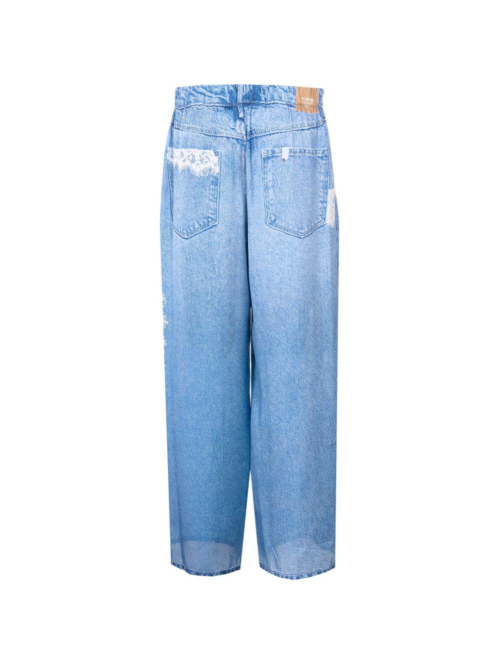 LIUJO Jeans con dettagli strappati e pizzo bianco 