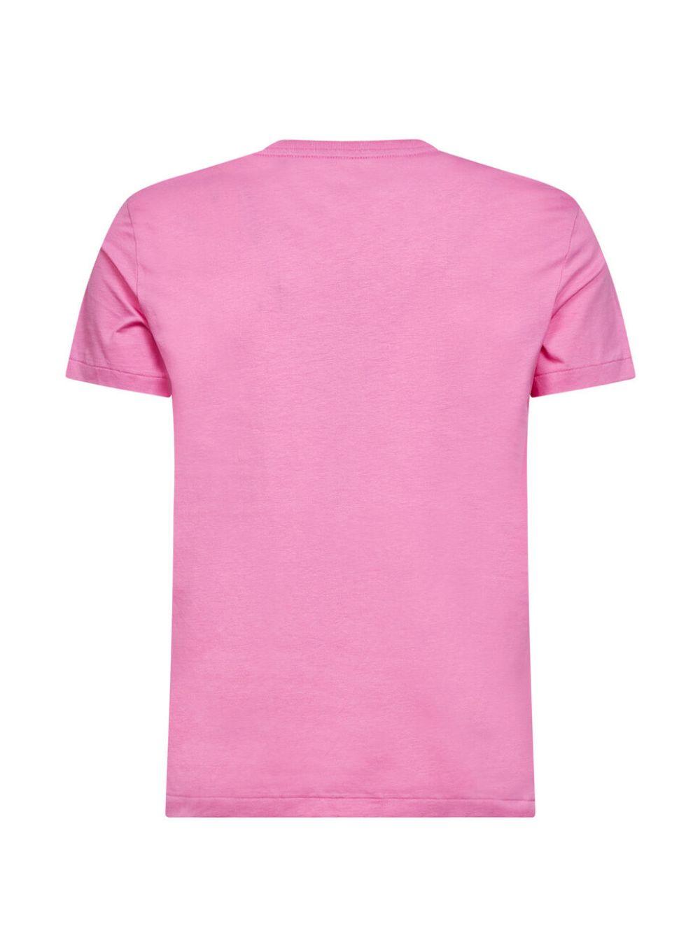 POLO RALPH LAUREN T-shirt in cotone rosa a maniche corte con ricamo logo 