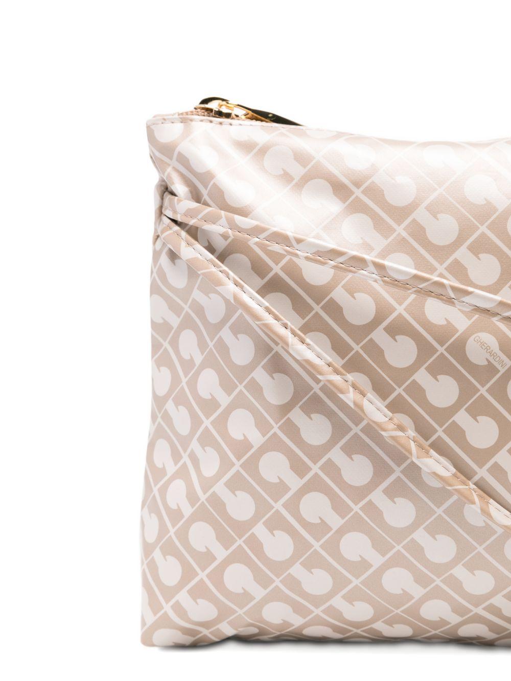 GHERARDINI Pochette beige chiaro Softy Creta con logo all-over 