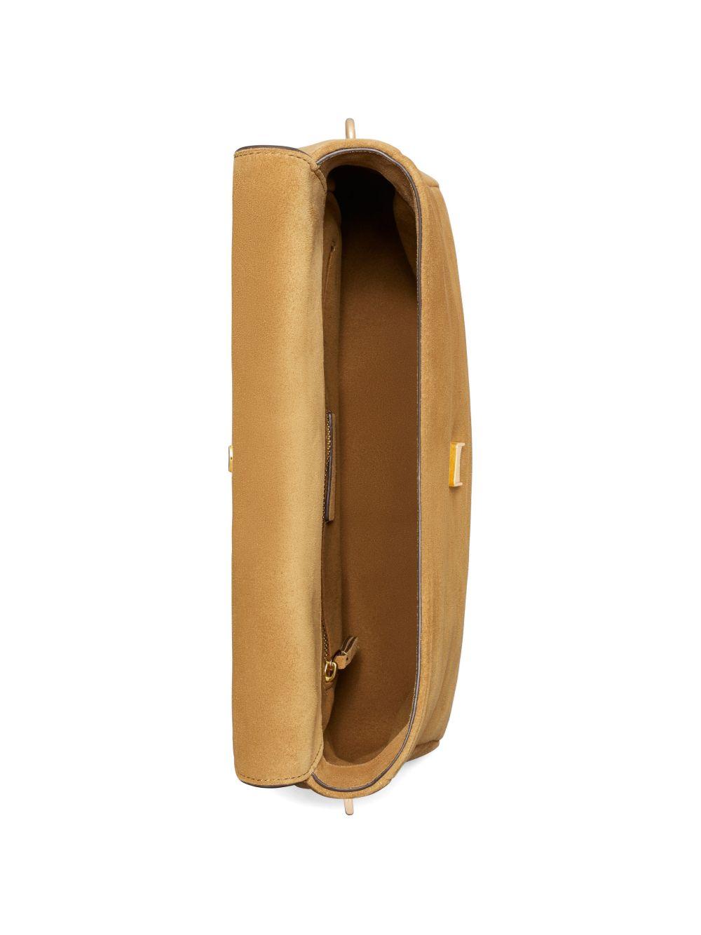 TORY BURCH Borsa a spalla Charlie in suede italiano con patta e tracolla regolabile 