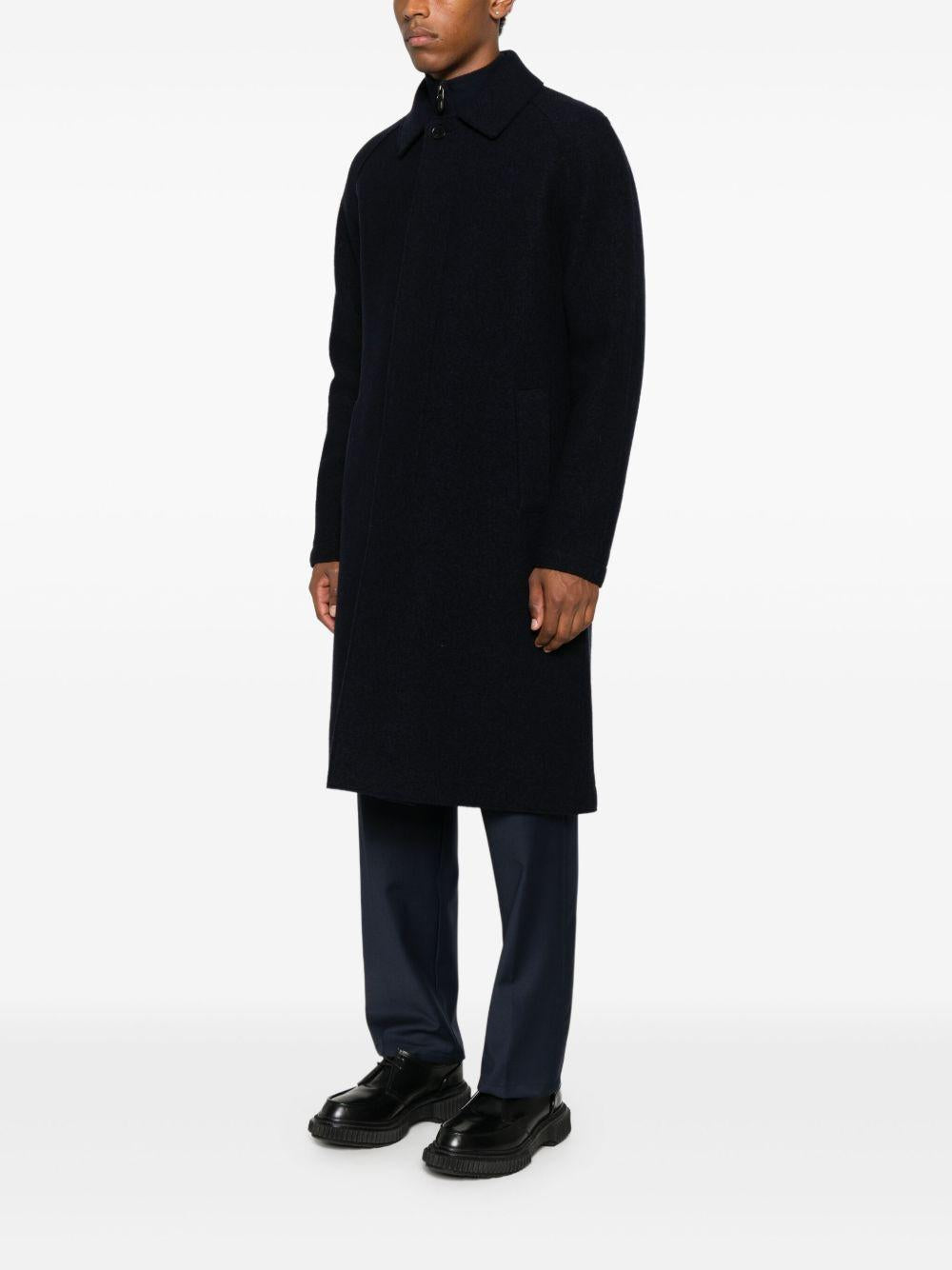 HARRIS WHARF LONDON Cappotto lungo balmacaan in lana blu navy 