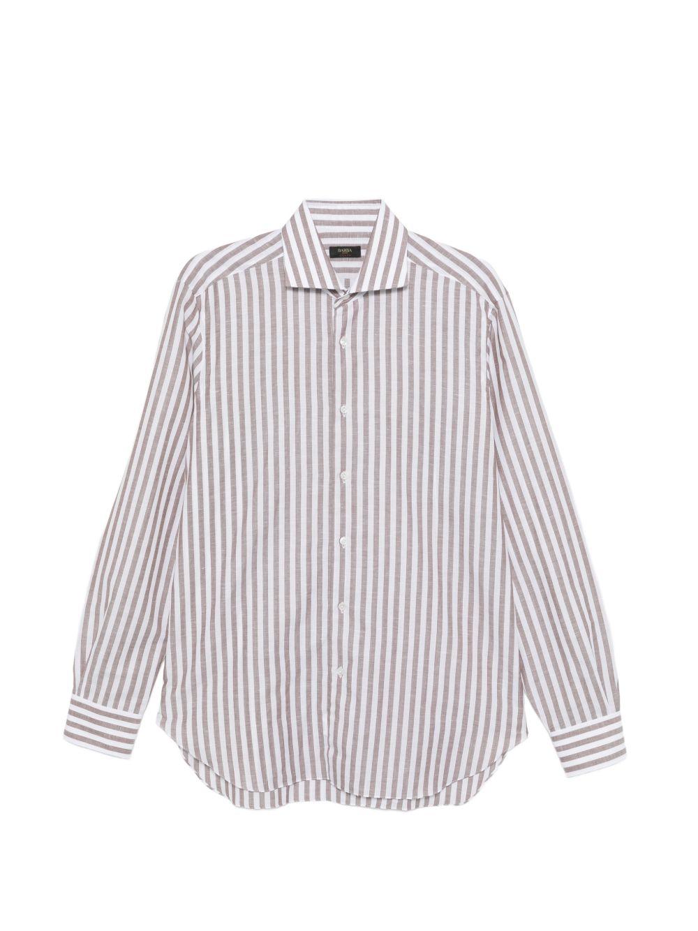 BARBA Camicia di Barba in cotone con stampa a righe verticali 