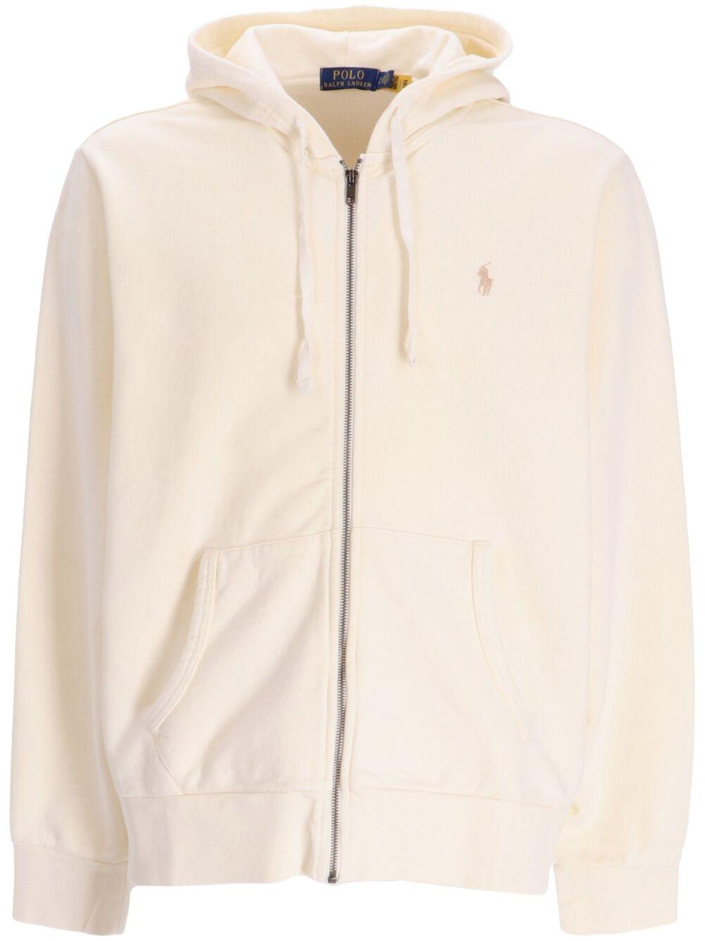 POLO RALPH LAUREN Felpa ecrù con cappuccio e zip 