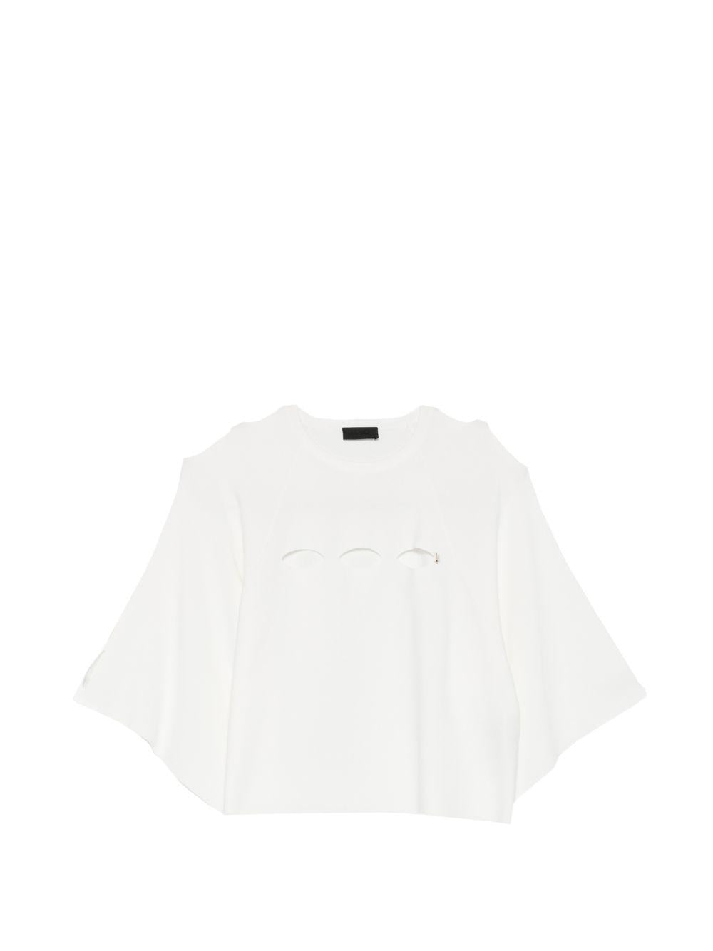 LIUJO T-shirt bianca con maniche over a 3/4 