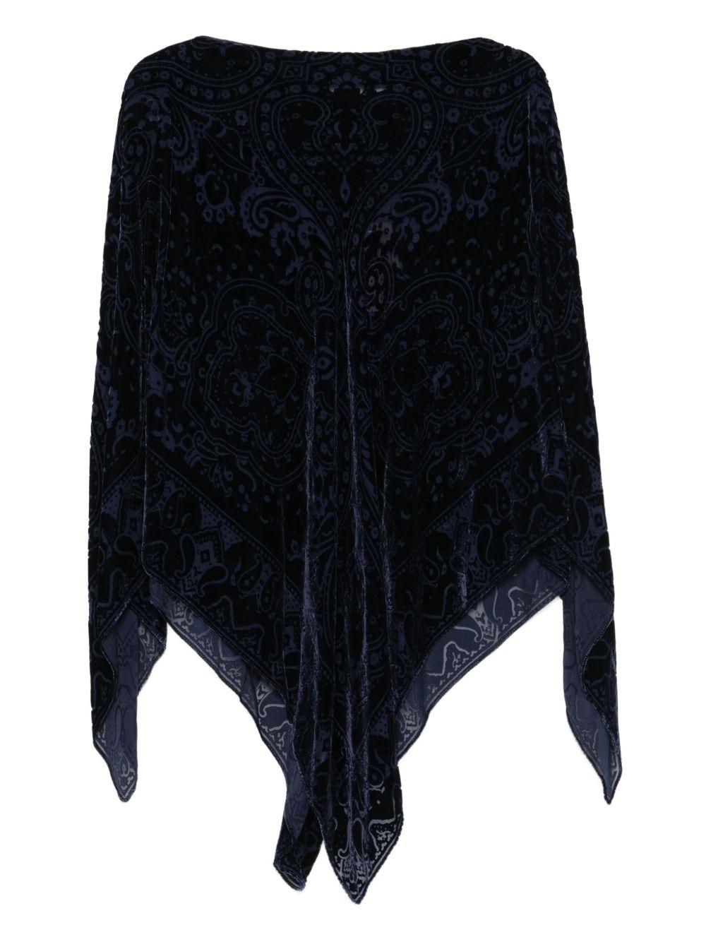 ETRO Poncho blu con stampa paisley 