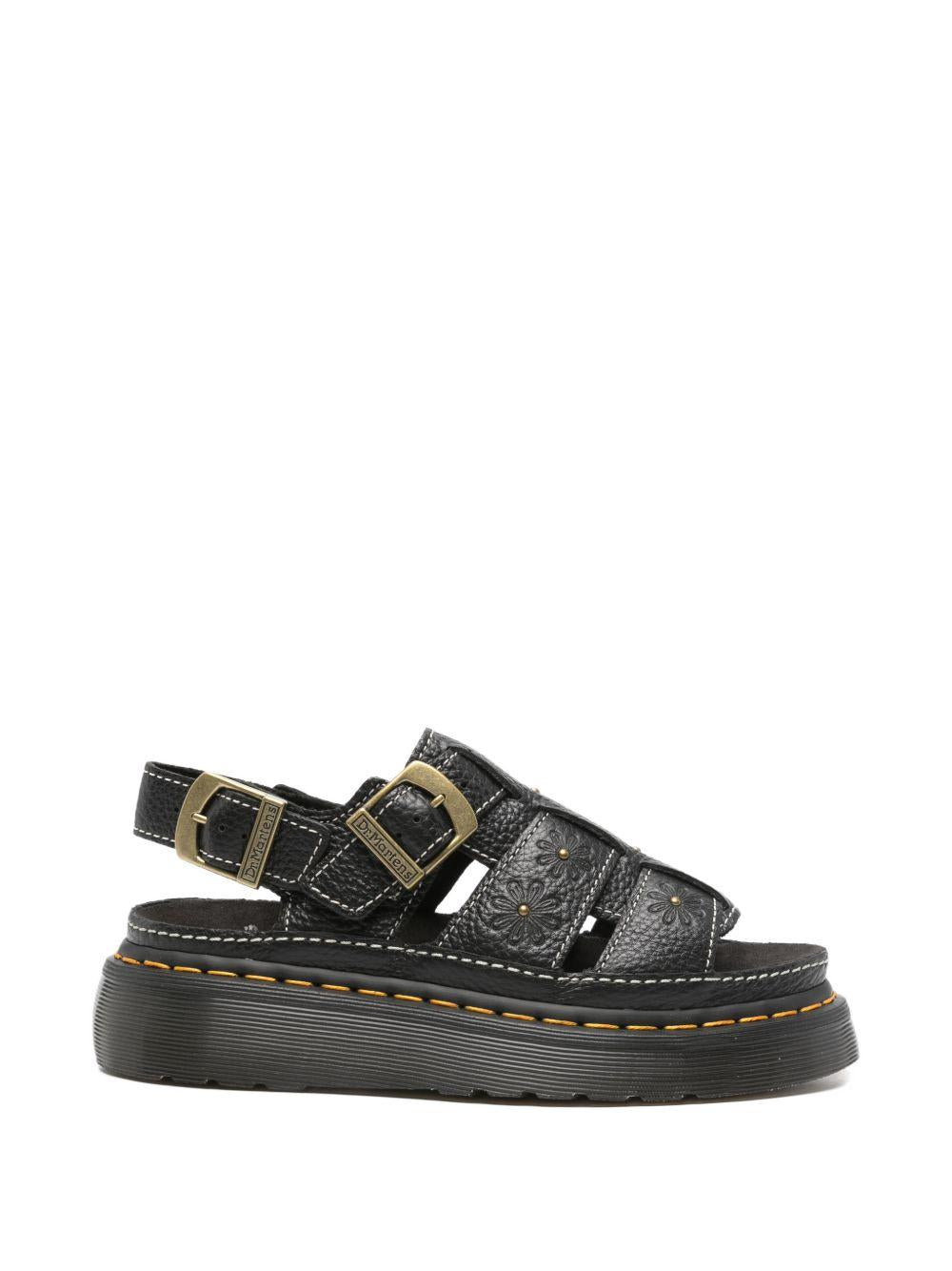 DR MARTENS Sandali bassi neri Wrenlie con fibbie 