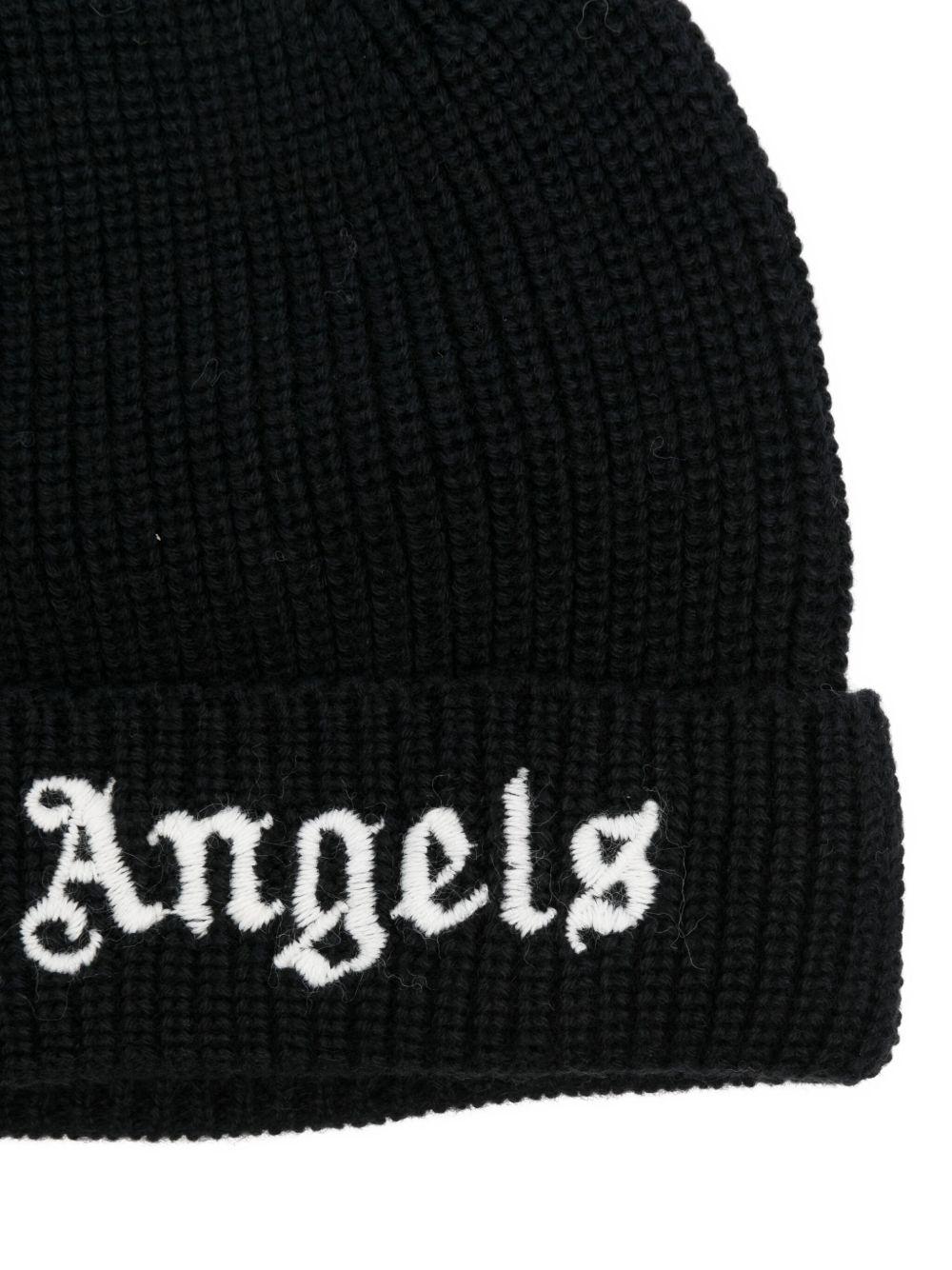 PALM ANGELS Berretto nero con logo 
