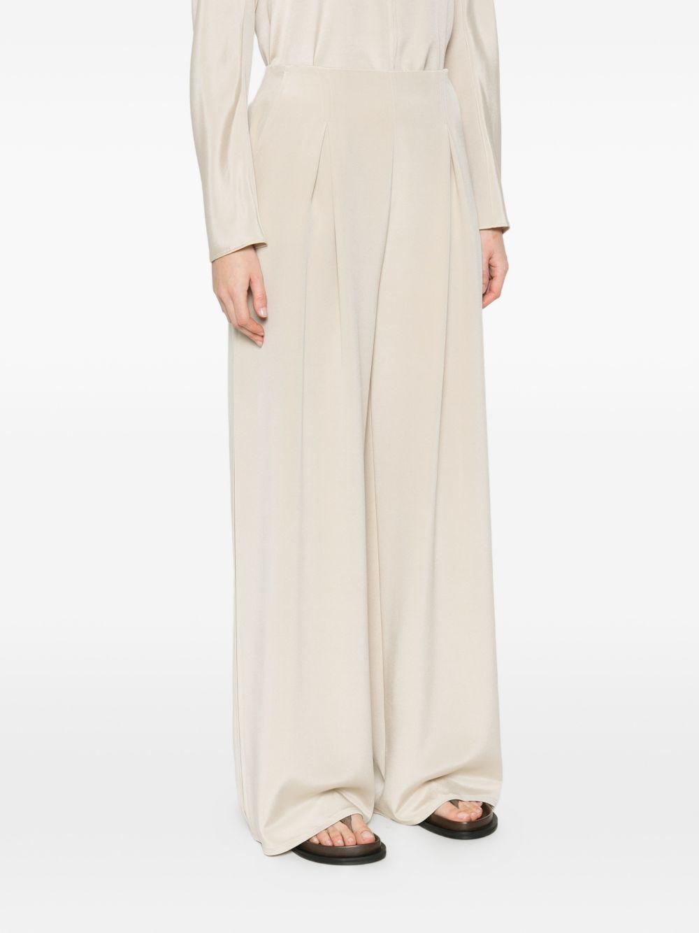 MAX MARA Pantaloni Palde in seta beige svasati 