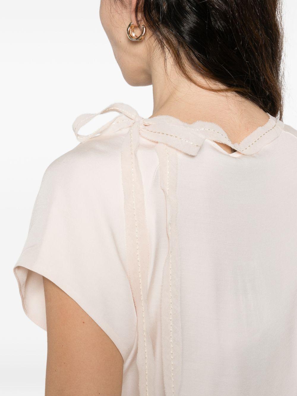 PINKO Maglietta rosa con fiocco laterale sul collo 
