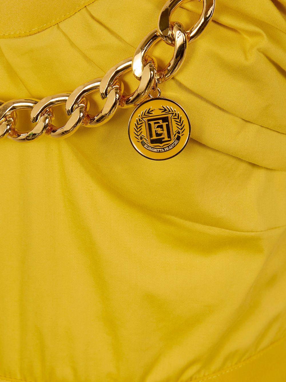 ELISABETTA FRANCHI Abito midi con gonna a ruota in cotone giallo 